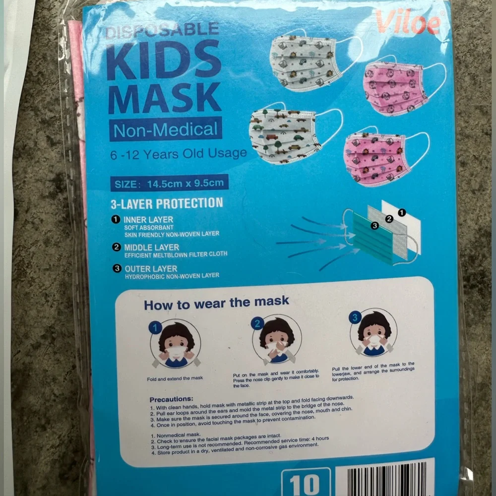 Al Shields 10 Pack Rainbow Cheetah & Viola 10 Pack Pink Puppy 3 Layer Youth Mask